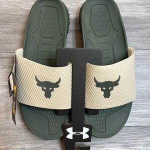 Under Armour Slides Mens 13 Project Rock Michelin Charged Cushioning Army Green